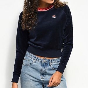 3/$25 Fila Navy Velvet Cropped Crew-Neck Sweater